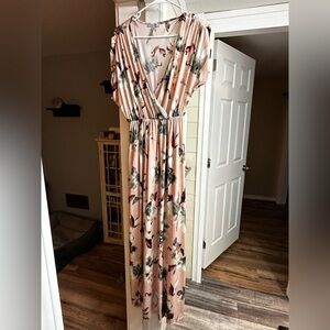 White Birch Floral Blush Maxi Dress